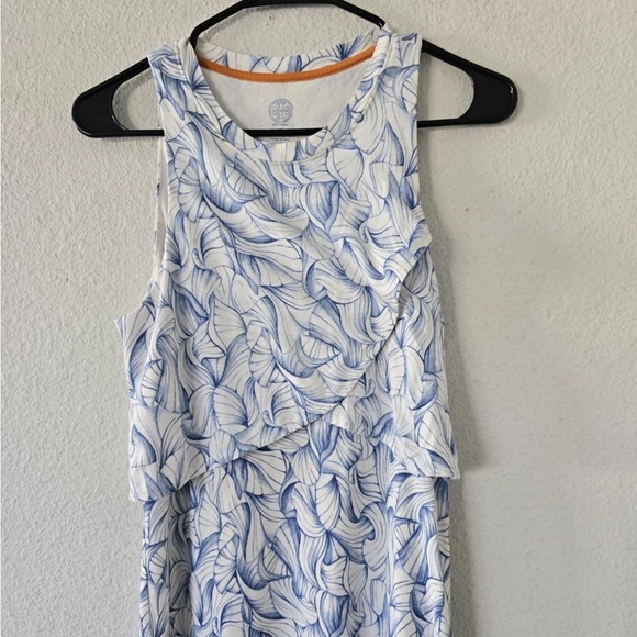 Tory Burch Dress Women XS Kaley White Blue Ellora  Sleeveless Layered  Excellent - Picture 5 of 9